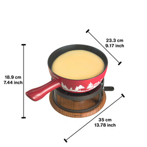 Chalet Ceramic Cheese Fondue Set, Red