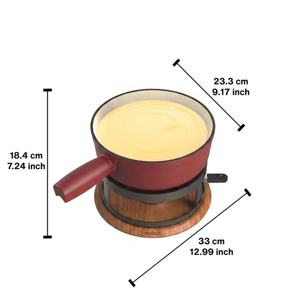 Chalet Cheese Fondue Cast Iron Set, Red