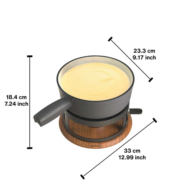 Chalet Cheese Fondue Cast Iron Set, Beluga Grey