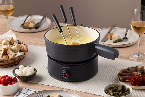 Chalet Cheese Fondue Cast Iron Set, Beluga Grey
