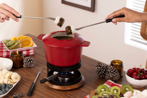 Alpine Cast Iron Fondue Set, Red