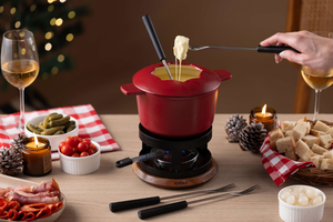 Alpine Cast Iron Fondue Set, Red