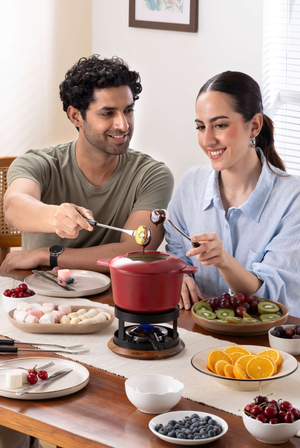 Alpine Cast Iron Fondue Set, Red