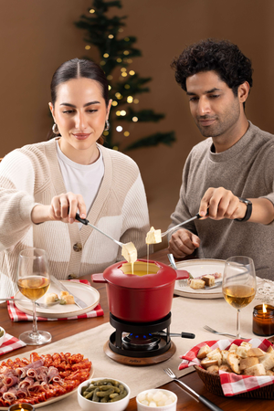 Alpine Cast Iron Fondue Set, Red