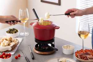 Alpine Cast Iron Fondue Set, Red