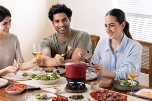 Alpine Cast Iron Fondue Set, Red