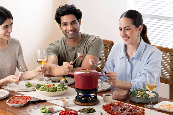 Alpine Cast Iron Fondue Set, Red