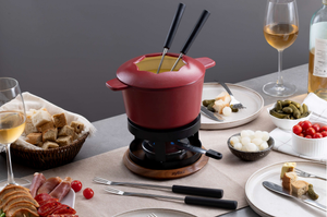 Alpine Cast Iron Fondue Set, Red