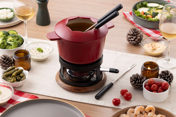 Alpine Cast Iron Fondue Set, Red