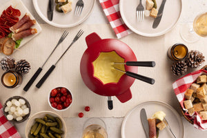 Alpine Cast Iron Fondue Set, Red