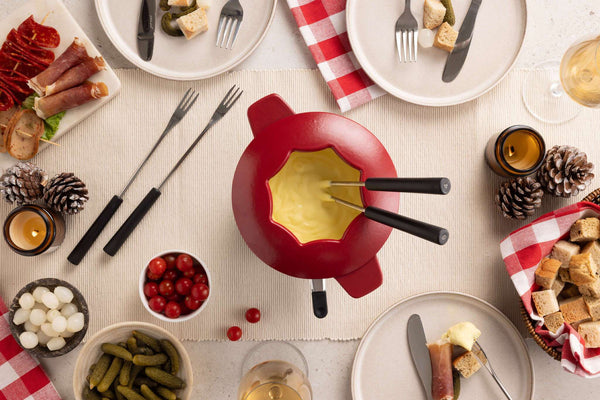 Alpine Cast Iron Fondue Set, Red