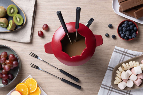 Alpine Cast Iron Fondue Set, Red