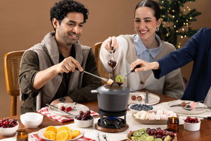Alpine Cast Iron Fondue Set, Beluga Grey