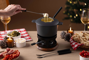 Alpine Cast Iron Fondue Set, Beluga Grey