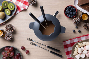 Alpine Cast Iron Fondue Set, Beluga Grey