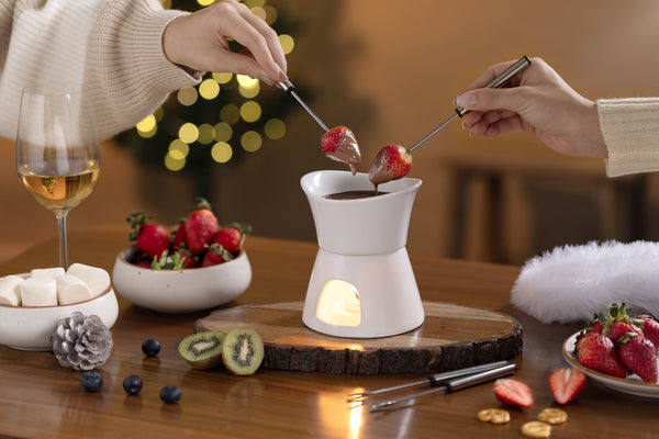 Glow Ceramic Chocolate & Cheese Fondue Set