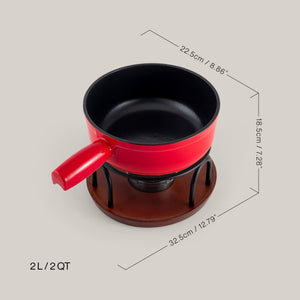 Ticino Red Cast Iron Cheese Fondue Set