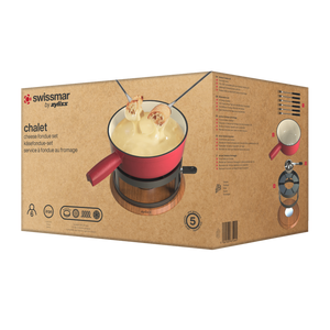 Chalet Cheese Fondue Cast Iron Set, Red
