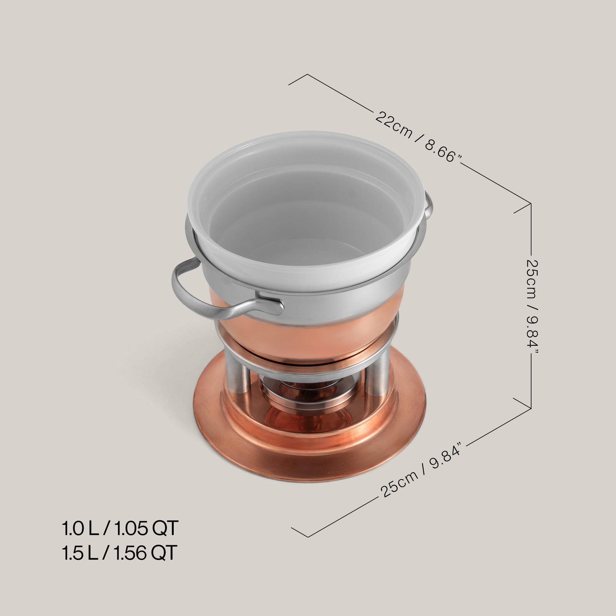 Lausanne 3-in-1 Copper Plated Fondue Set
