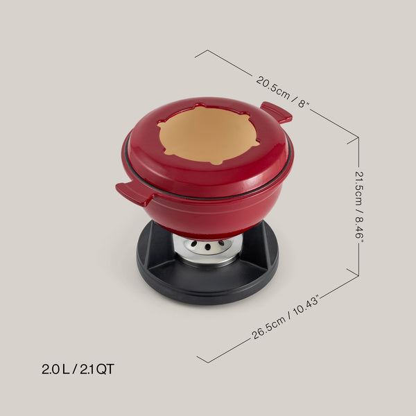 Lucerne Red 3-in-1 Cast Iron Fondue Set
