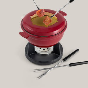 Lucerne Red 3-in-1 Cast Iron Fondue Set