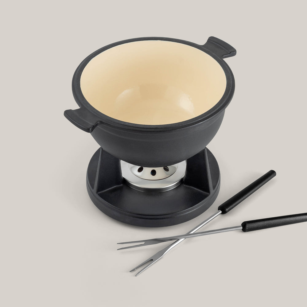Lucerne Black 3-in-1 Cast Iron Fondue Set