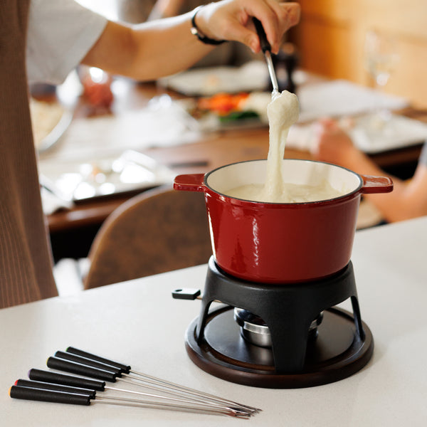 Sierra Cherry Red 3-in-1 Cast Iron Fondue Set