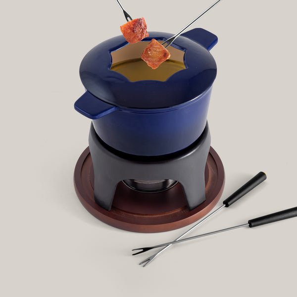 Ensemble à fondue en fonte 3 en 1 Sierra Blue