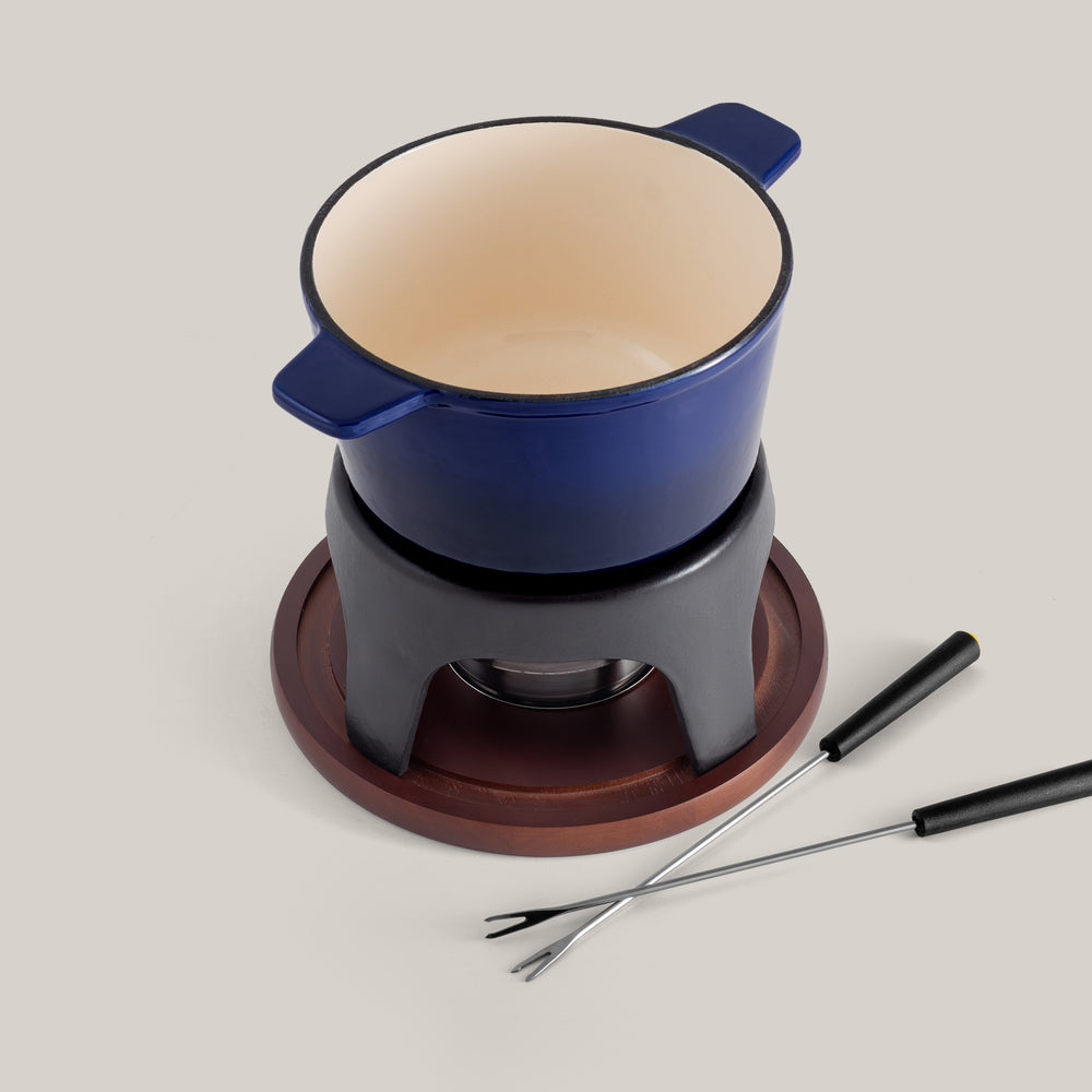 Sierra Blue 3-in-1 Cast Iron Fondue Set
