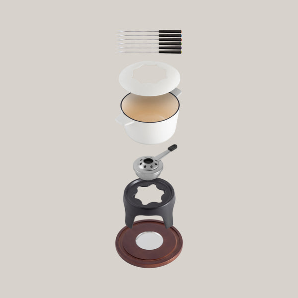 Sierra White 3-in-1 Cast Iron Fondue Set