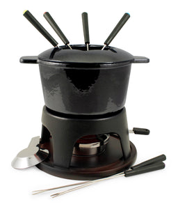 12-Piece Cast Iron Fondue Set |  Sierra | Metallic Black | Swissmar