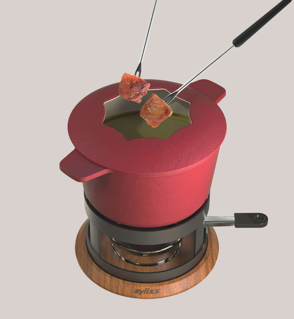 Alpine Cast Iron Fondue Set, Red