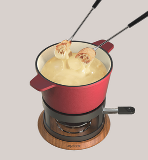 Alpine Cast Iron Fondue Set, Red
