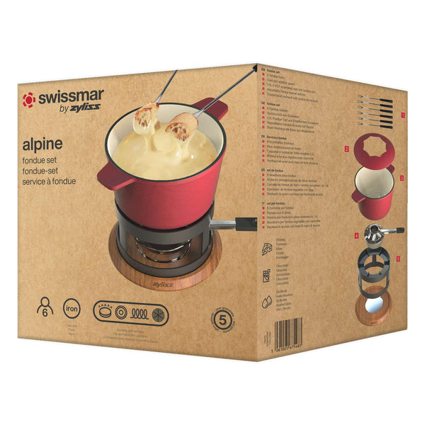 Alpine Cast Iron Fondue Set, Red