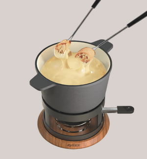 Alpine Cast Iron Fondue Set, Beluga Grey