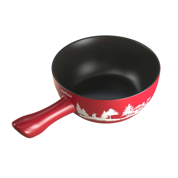 Chalet Ceramic Cheese Fondue Set, Red