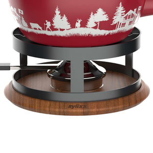 Chalet Ceramic Cheese Fondue Set, Red