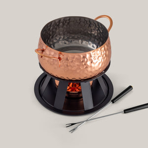 Biel Copper-Plated Oil / Broth Fondue Set