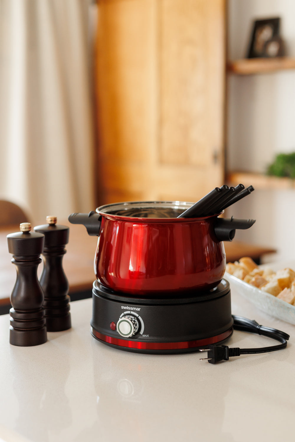 Arolla Red Stainless Steel Electric 3-in-1  Fondue Set