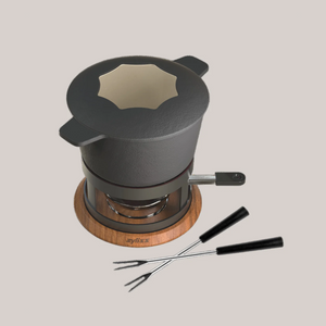 Alpine Cast Iron Fondue Set, Beluga Grey
