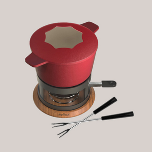 Alpine Cast Iron Fondue Set, Red