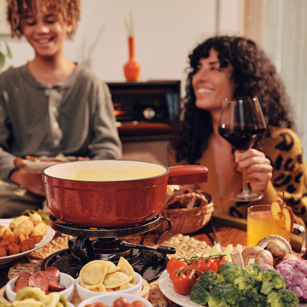 Lugano Cherry Red Cast Iron Cheese Fondue Set