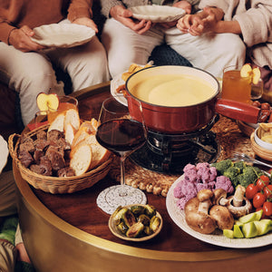 Lugano Cherry Red Cast Iron Cheese Fondue Set