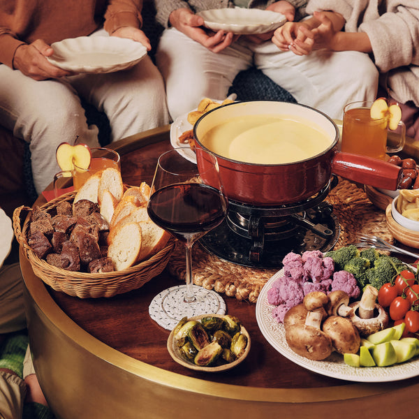 Lugano Cherry Red Cast Iron Cheese Fondue Set