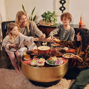 Lugano Cherry Red Cast Iron Cheese Fondue Set