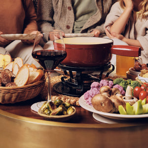 Lugano Cherry Red Cast Iron Cheese Fondue Set