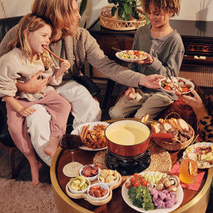 Lugano Cherry Red Cast Iron Cheese Fondue Set