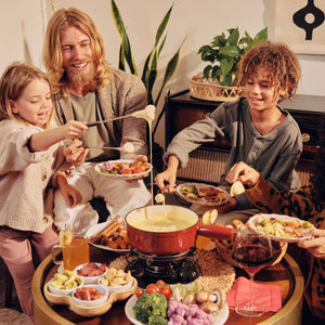 Lugano Cherry Red Cast Iron Cheese Fondue Set