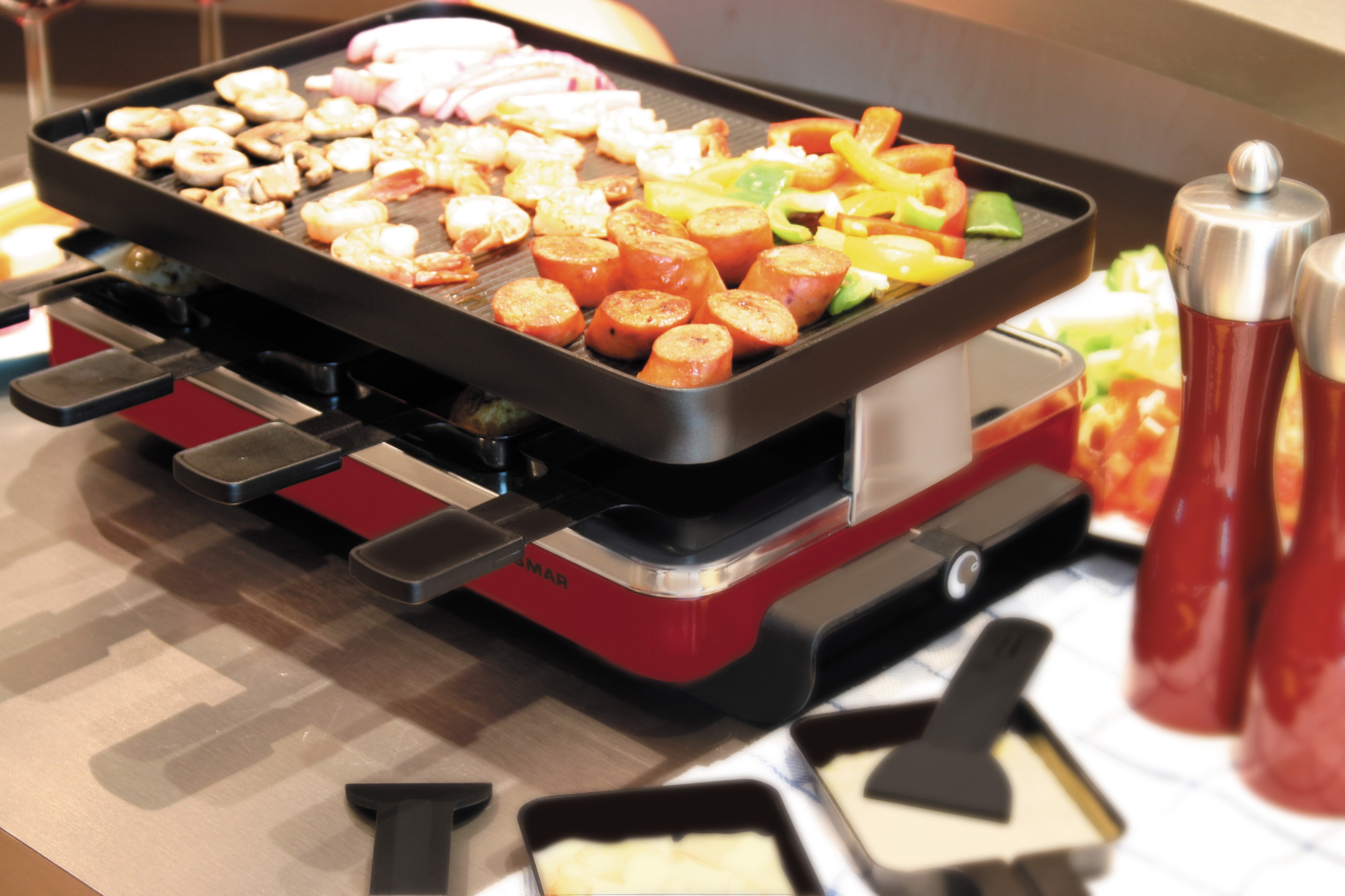 Classic Red Cast Aluminum Raclette Party Grill