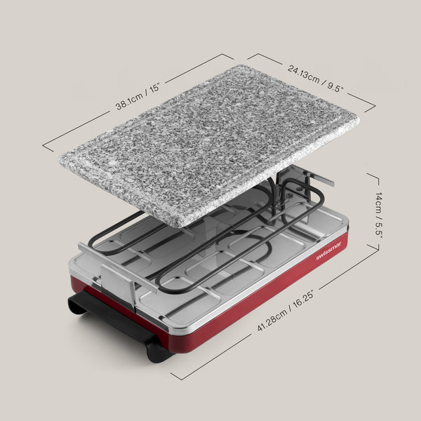 Classic Red Granite Stone Raclette Party Grill